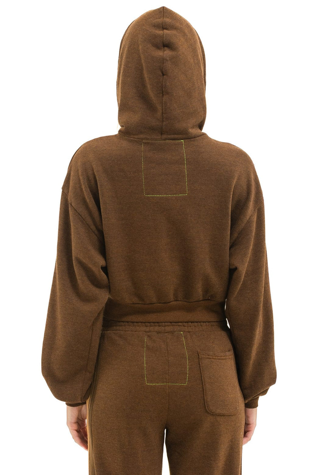 Classic 5 STRIPE CROPPED ZIP HOODIE RELAXED - CHOCOLATE ESPRESSO