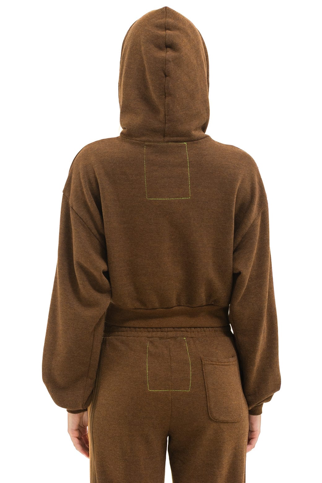 Classic 5 STRIPE CROPPED ZIP HOODIE RELAXED - CHOCOLATE ESPRESSO