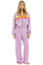 Classic 5 STRIPE WIDE LEG POCKET SWEATPANTS - MAUVE WHITE NEON