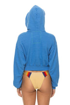 Classic 5 STRIPE CROPPED ZIP HOODIE RELAXED - OCEAN BLUE