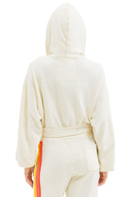 Classic 5 STRIPE CROPPED ZIP HOODIE RELAXED - VINTAGE WHITE WHITE NEON