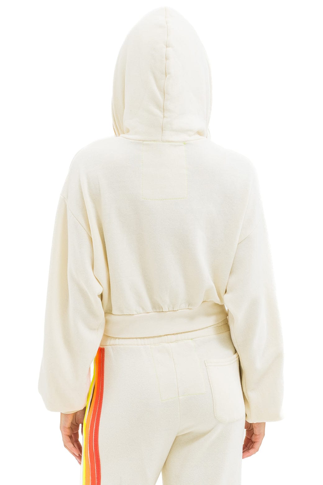 Classic 5 STRIPE CROPPED ZIP HOODIE RELAXED - VINTAGE WHITE WHITE NEON