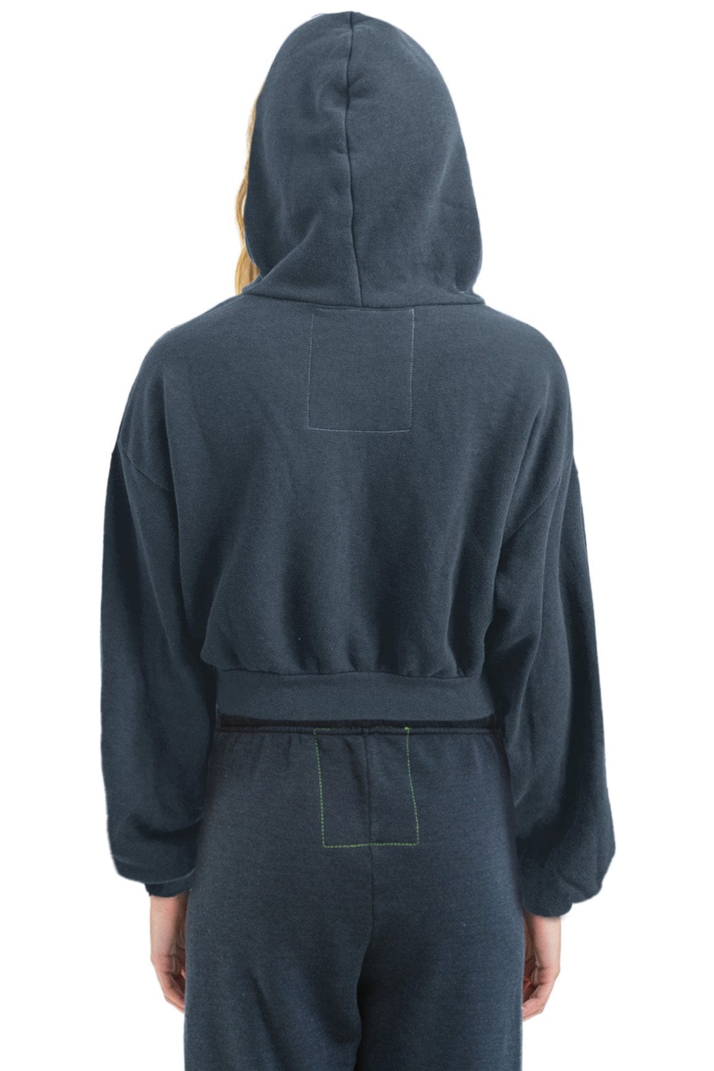 Classic SUNSET PATCH RELAXED CROPPED ZIP HOODIE - CHARCOAL