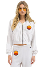 Classic SUNSET PATCH RELAXED CROPPED ZIP HOODIE - DOVE
