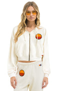 Classic SUNSET PATCH RELAXED CROPPED ZIP HOODIE - VINTAGE WHITE