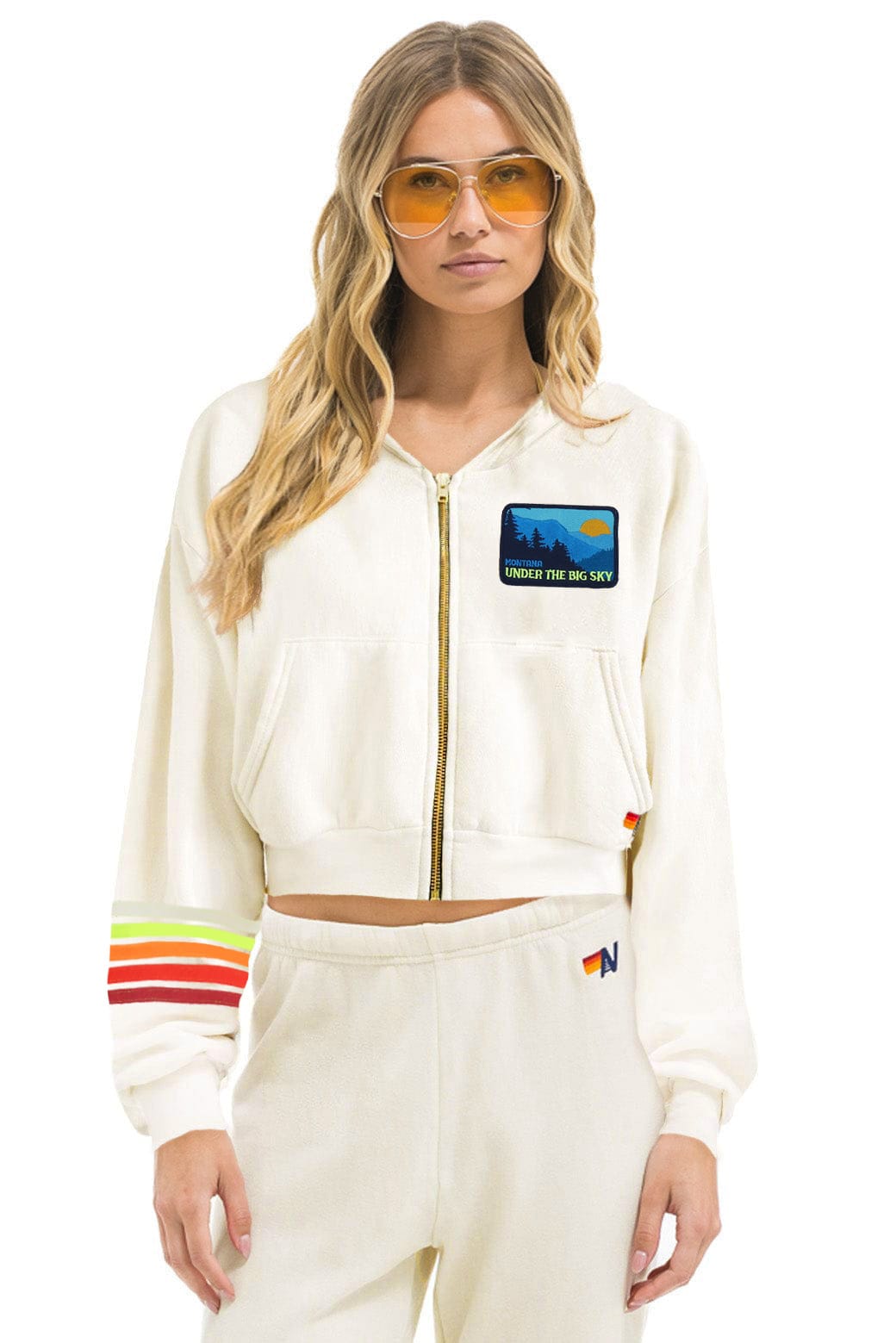 Classic UNDER THE BIG SKY 2026 CROPPED ZIP HOODIE RELAXED - VINTAGE WHITE