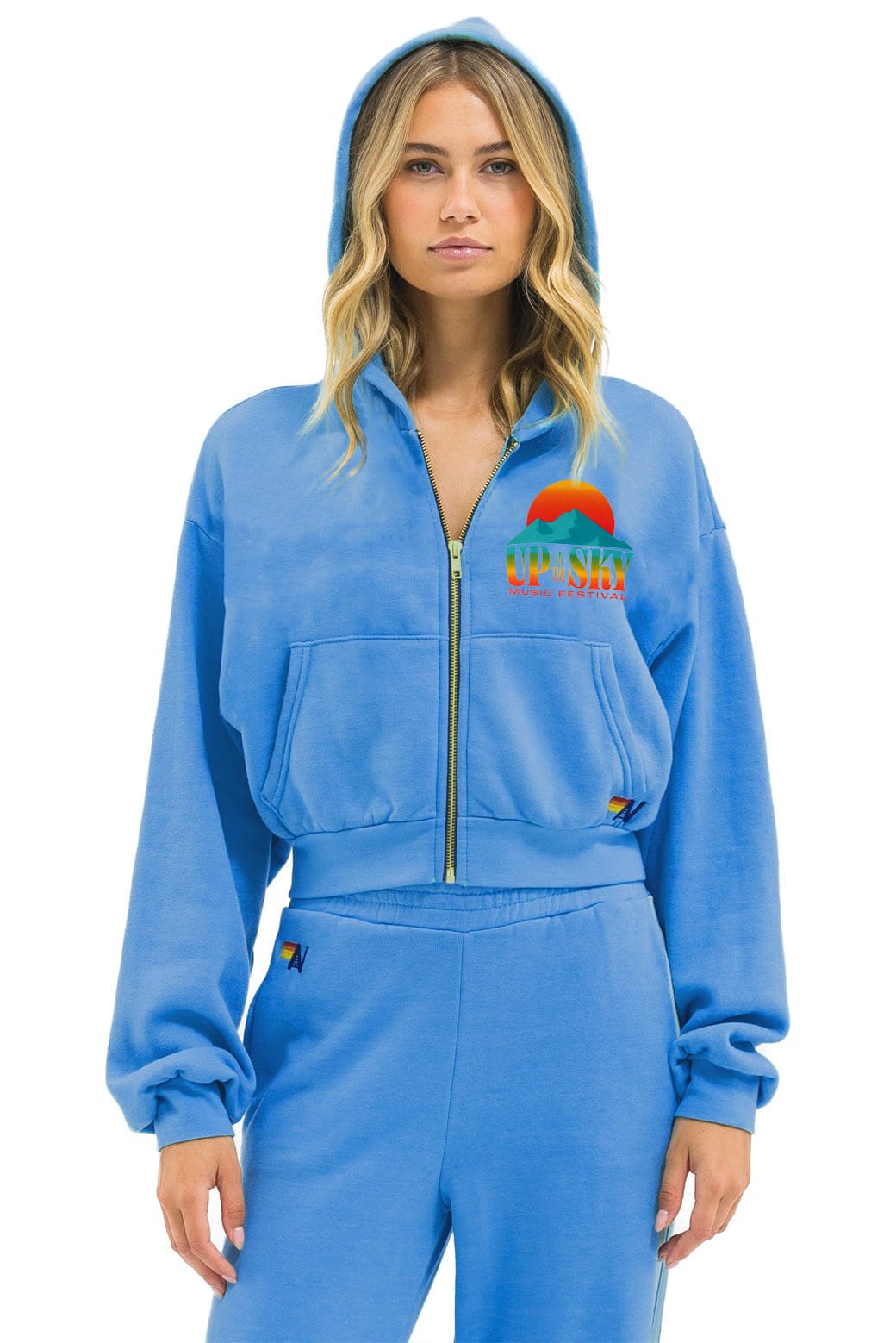 Classic UP IN THE SKY 2026 CROPPED ZIP HOODIE - OCEAN