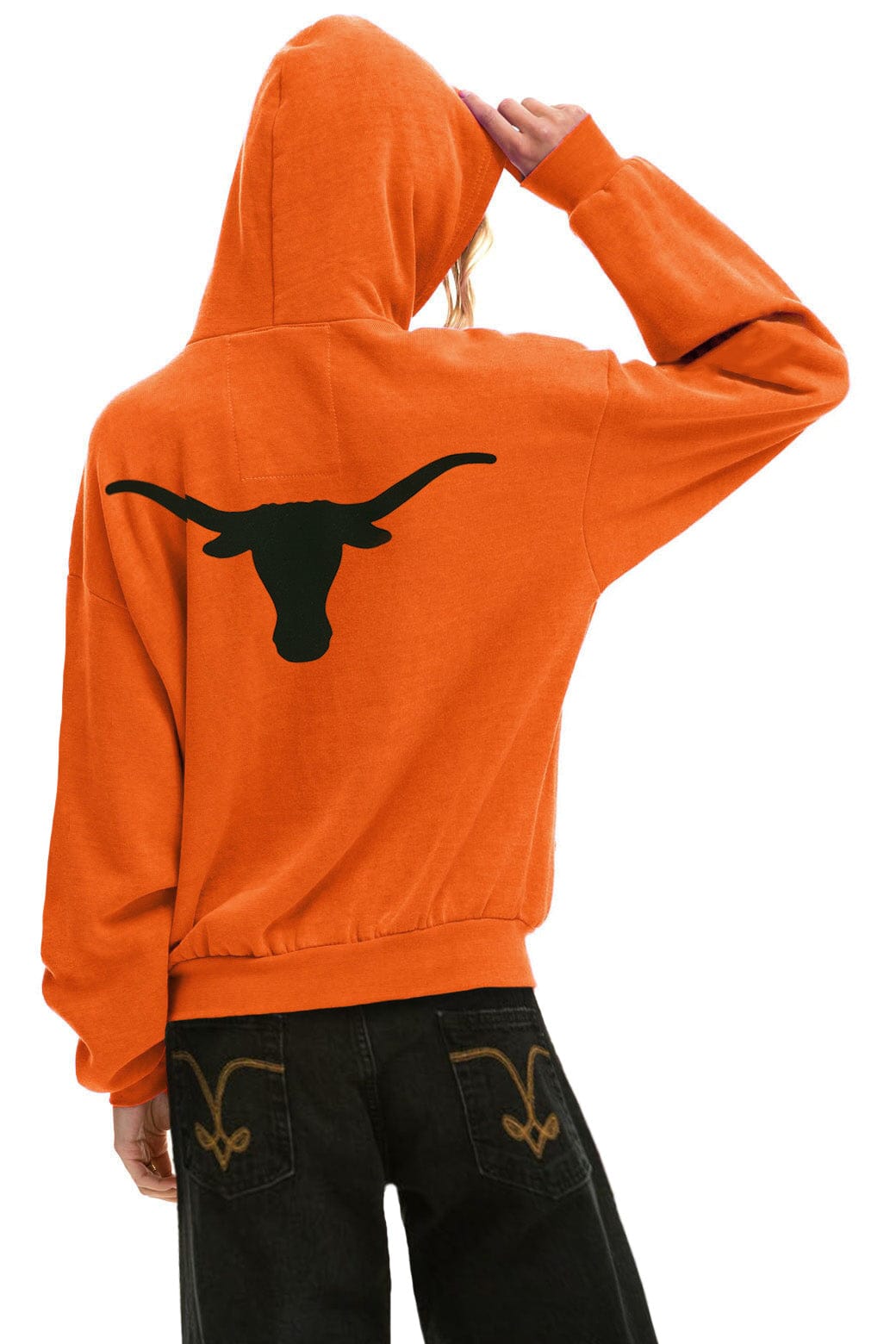 Classic UNIVERSITY OF TEXAS LONGHORNS RELAXED CIRCLE CROPPED HOODIE - BURNT ORANGE