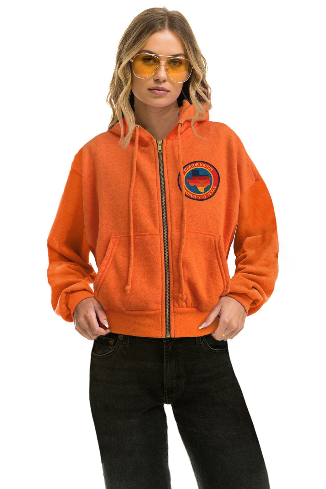 Classic UNIVERSITY OF TEXAS LONGHORNS RELAXED CIRCLE CROPPED HOODIE - BURNT ORANGE