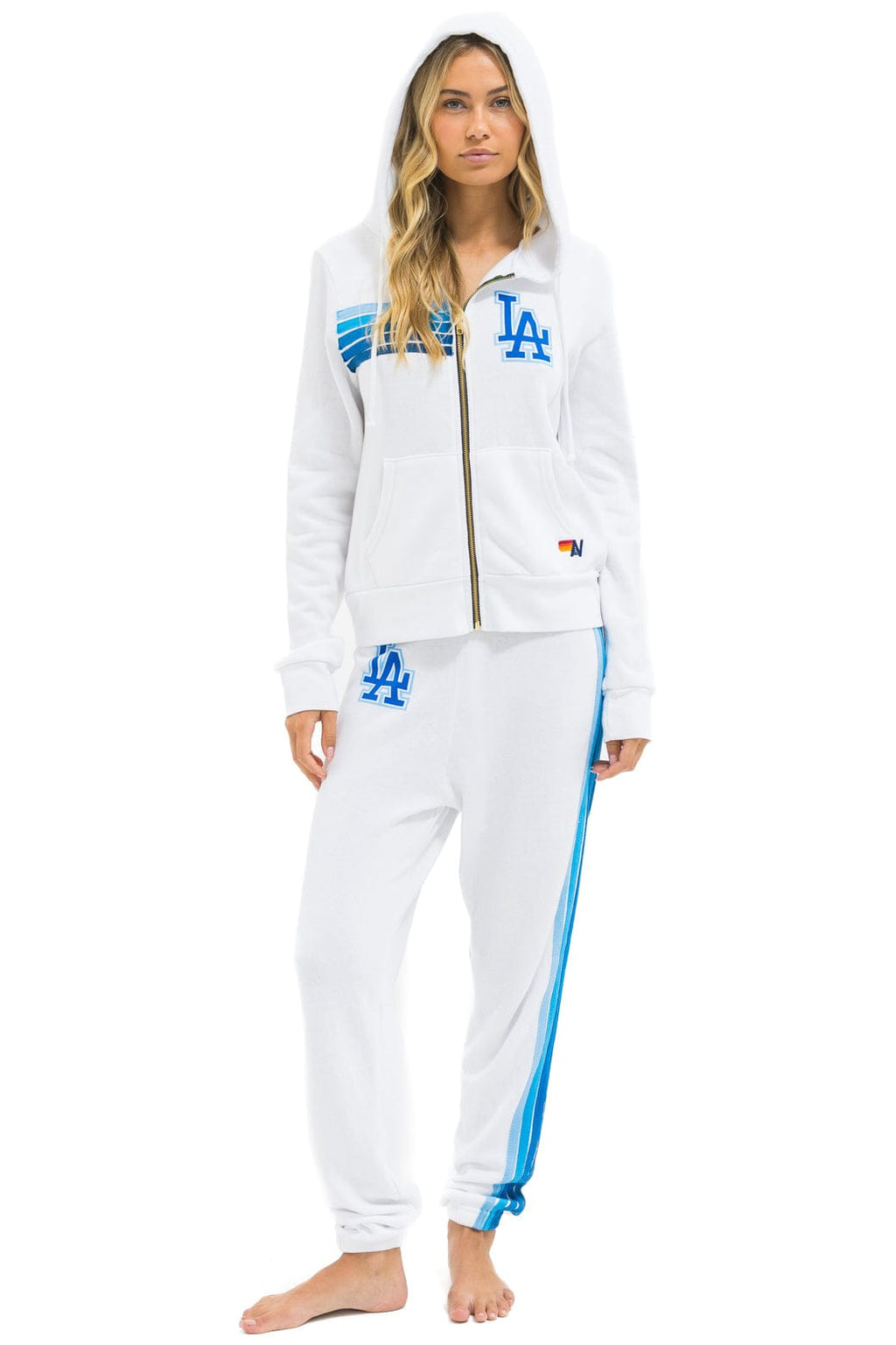 Classic LOS ANGELES DODGERS 5 STRIPE SWEATPANTS - WHITE BLUE