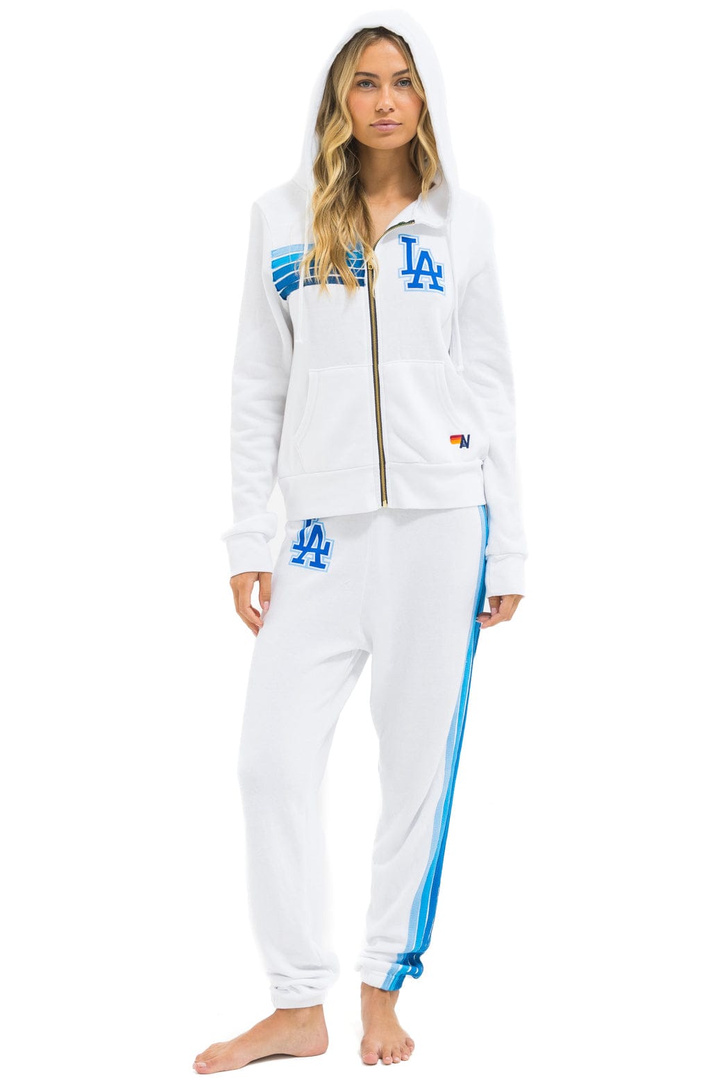 Classic LOS ANGELES DODGERS 5 STRIPE SWEATPANTS - WHITE BLUE