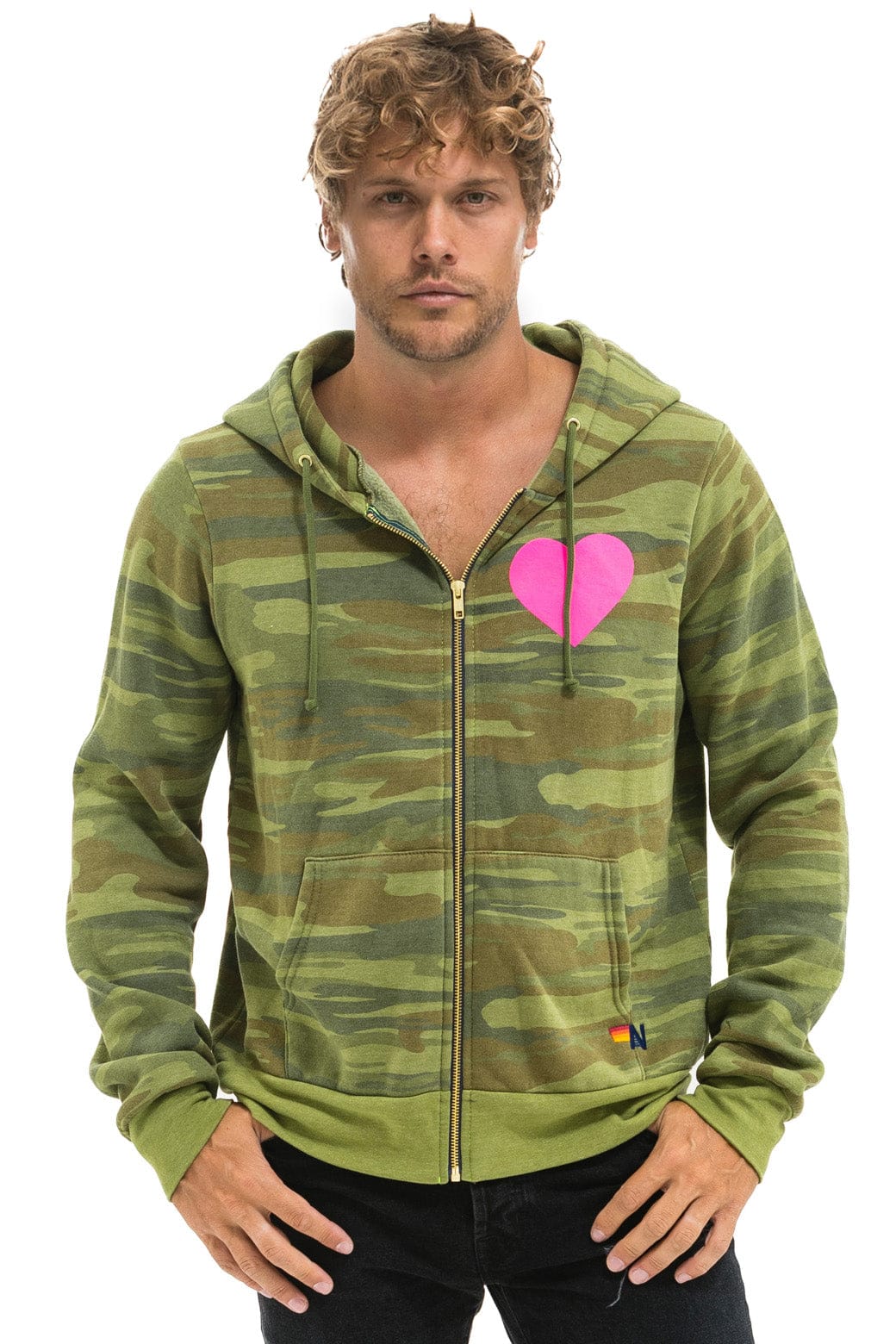 Classic HEART 2 HOODIE - CAMO NEON PINK
