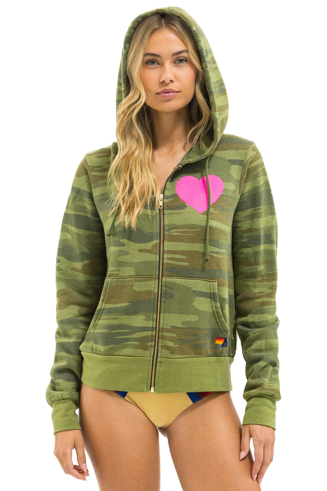 Classic HEART 2 HOODIE - CAMO NEON PINK