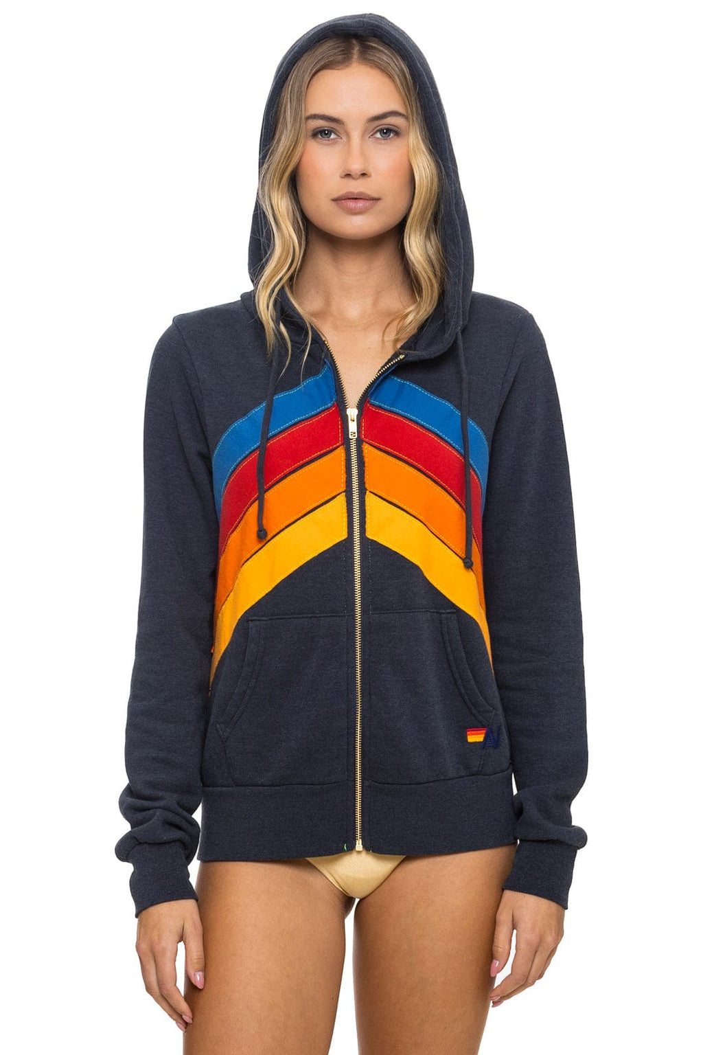 Classic MOUNTAIN STITCH CHEVRON 4 ZIP HOODIE - CHARCOAL