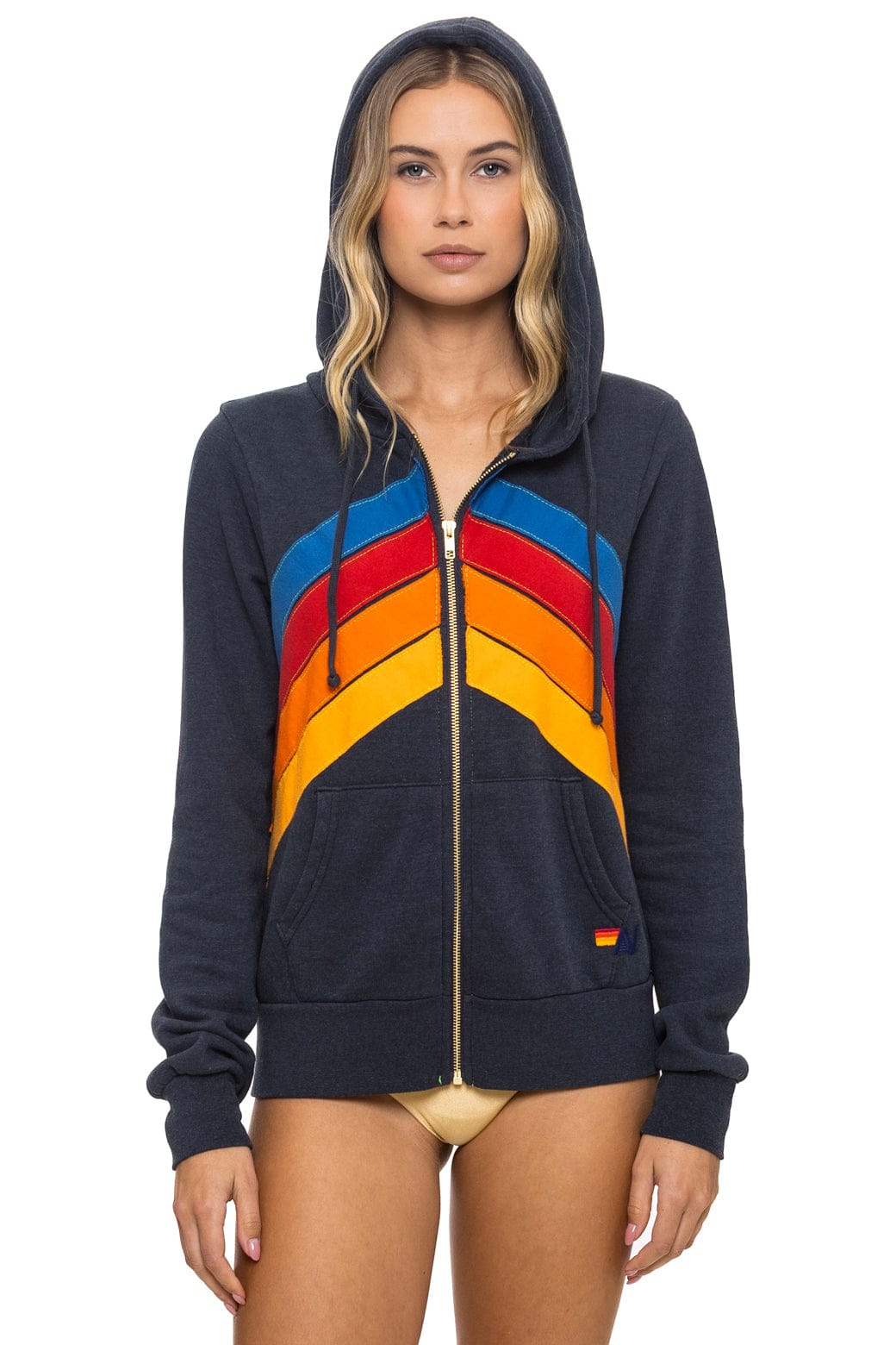 Classic MOUNTAIN STITCH CHEVRON 4 ZIP HOODIE - CHARCOAL