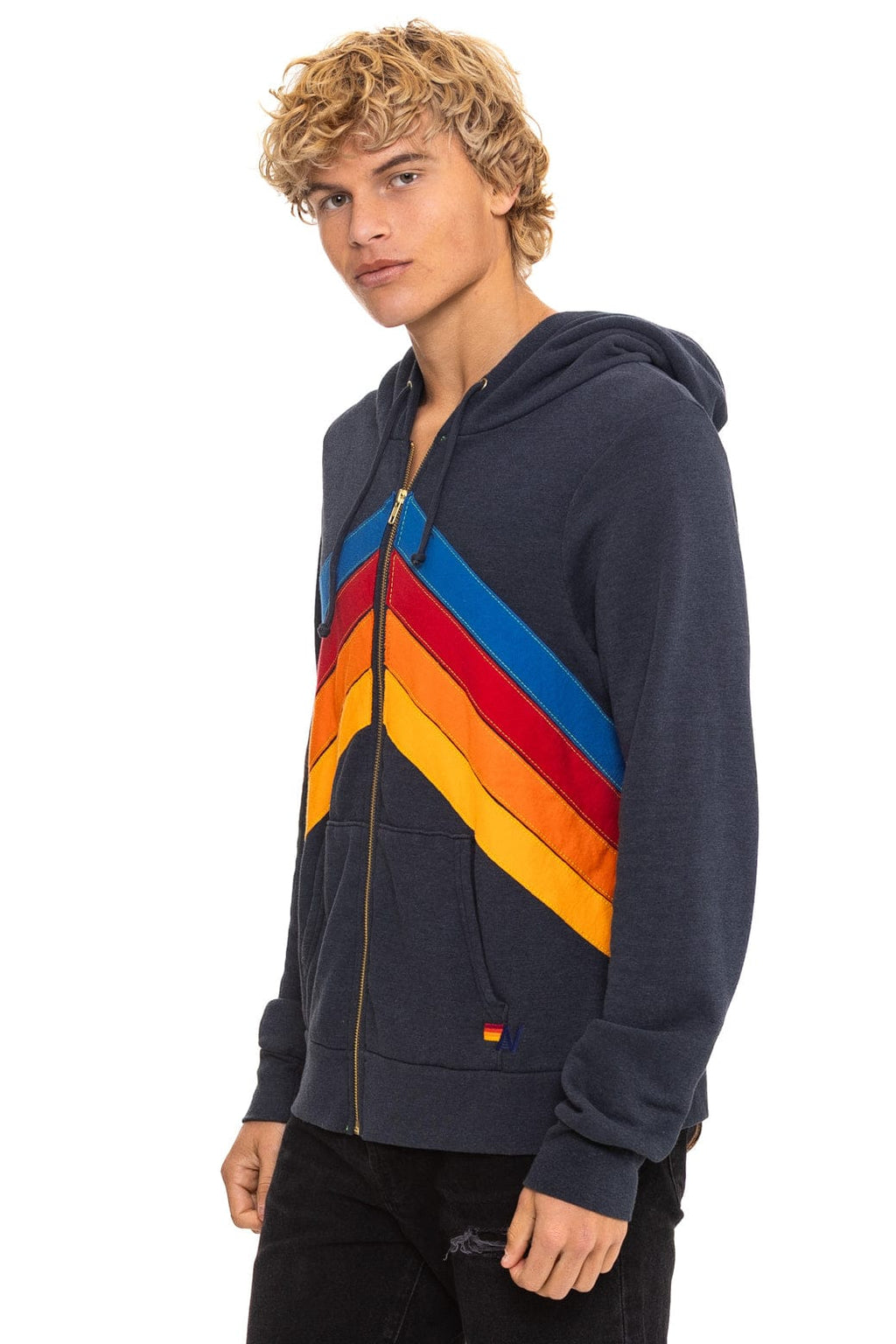 Classic MOUNTAIN STITCH CHEVRON 4 ZIP HOODIE - CHARCOAL