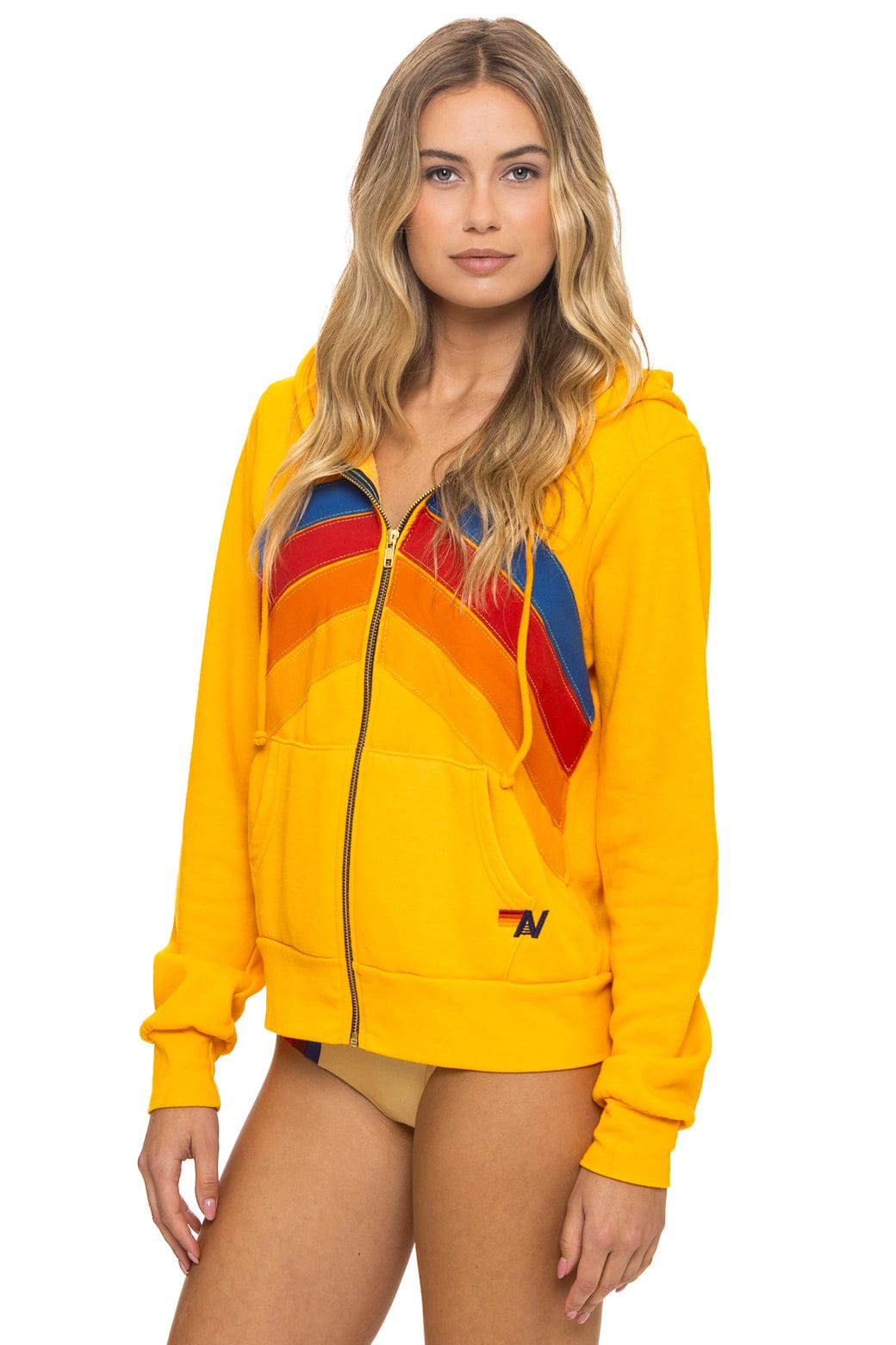 Classic MOUNTAIN STITCH CHEVRON 4 ZIP HOODIE - GOLD