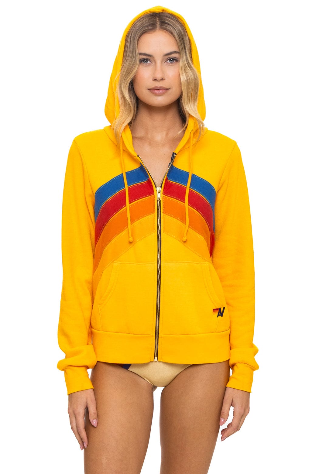 Classic MOUNTAIN STITCH CHEVRON 4 ZIP HOODIE - GOLD