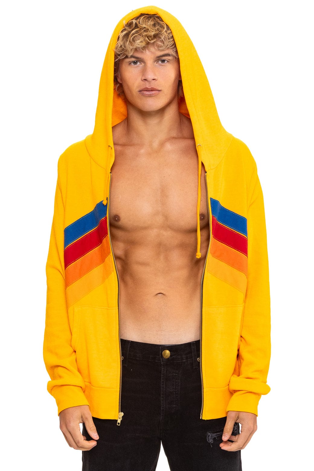 Classic MOUNTAIN STITCH CHEVRON 4 ZIP HOODIE - GOLD