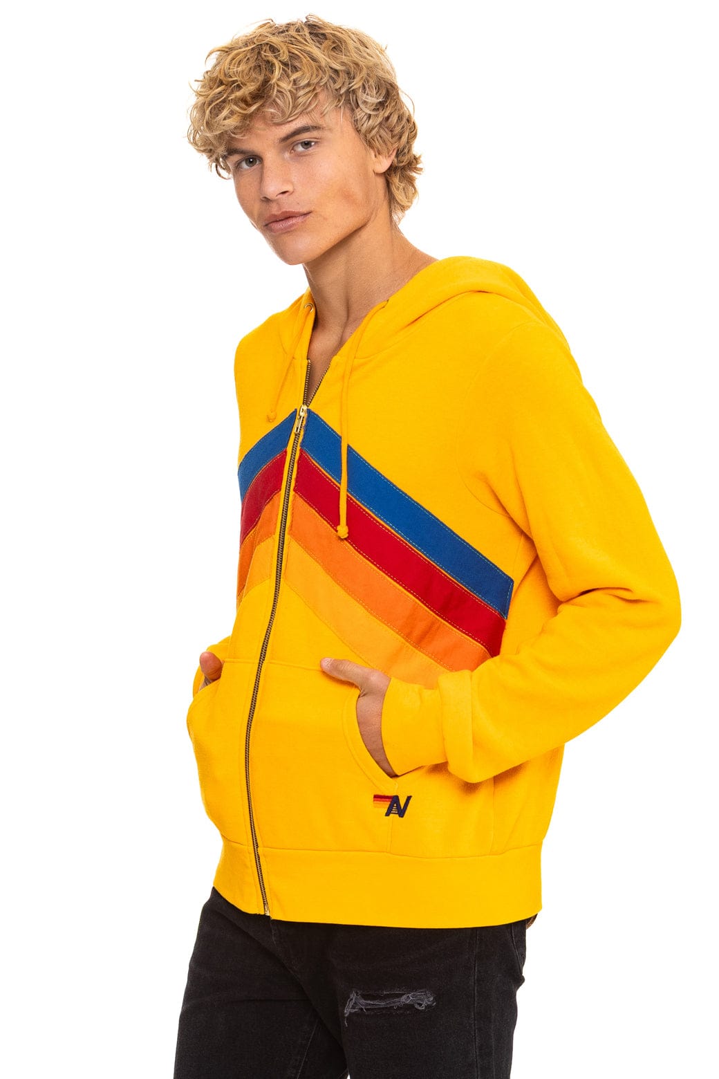 Classic MOUNTAIN STITCH CHEVRON 4 ZIP HOODIE - GOLD