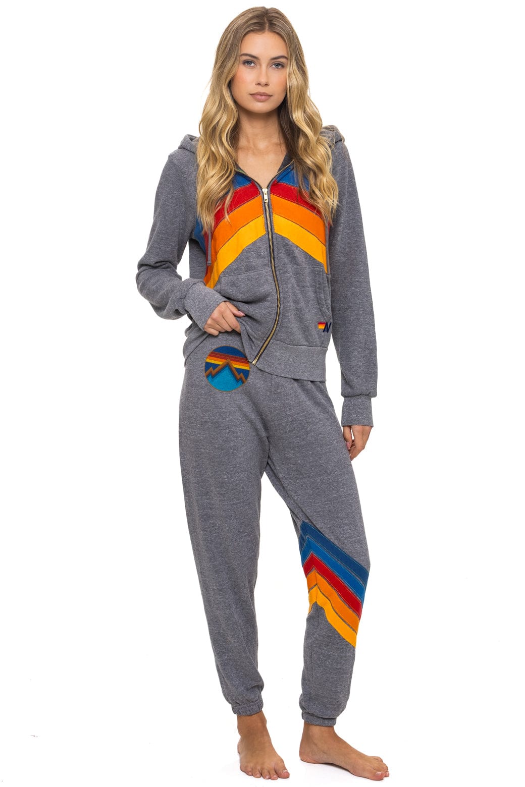 Classic MOUNTAIN STITCH CHEVRON 4 ZIP HOODIE - HEATHER GREY