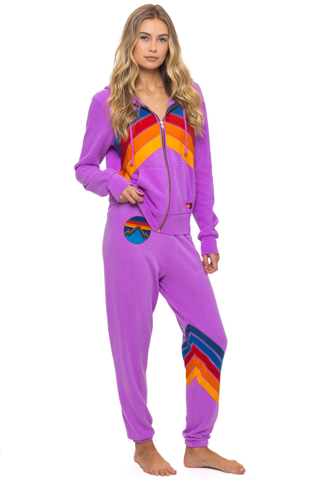 Classic MOUNTAIN STITCH CHEVRON 4 ZIP HOODIE - NEON PURPLE