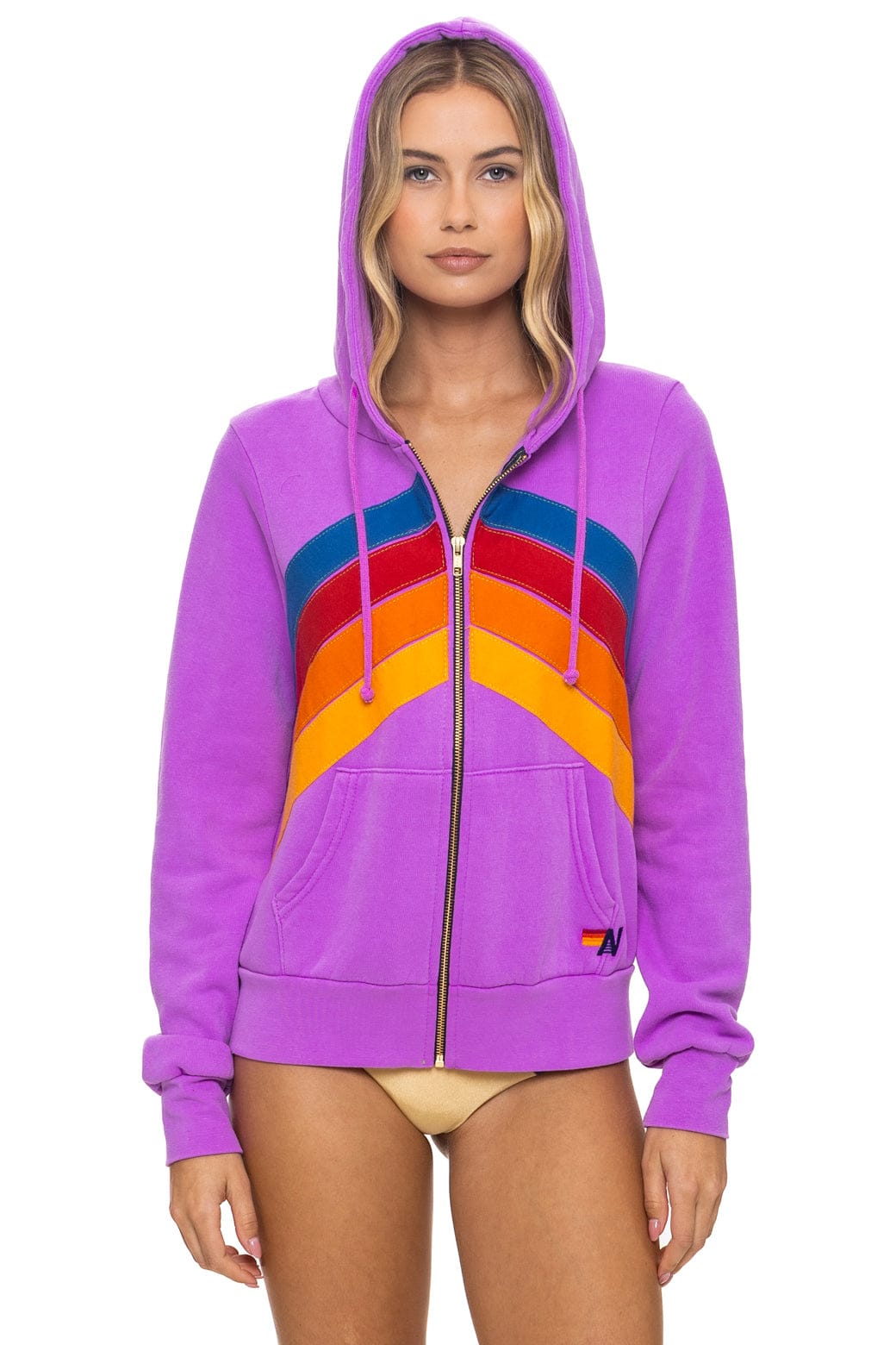 Classic MOUNTAIN STITCH CHEVRON 4 ZIP HOODIE - NEON PURPLE