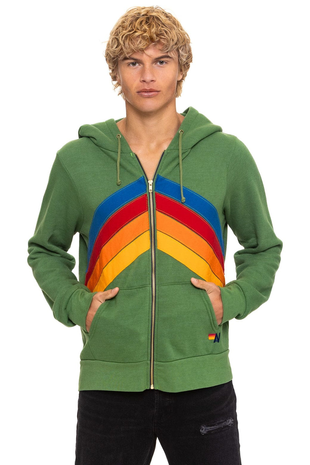 Classic MOUNTAIN STITCH CHEVRON 4 ZIP HOODIE - PALM