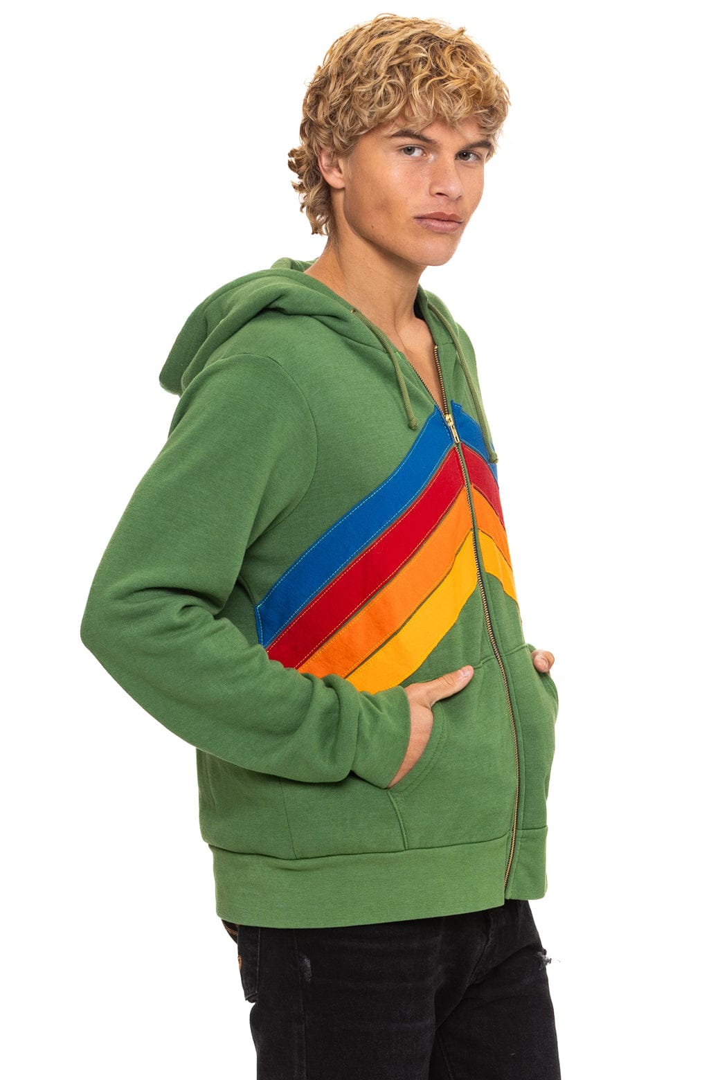 Classic MOUNTAIN STITCH CHEVRON 4 ZIP HOODIE - PALM