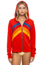 Classic MOUNTAIN STITCH CHEVRON 4 ZIP HOODIE - RED