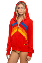 Classic MOUNTAIN STITCH CHEVRON 4 ZIP HOODIE - RED