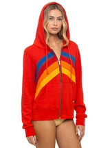 Classic MOUNTAIN STITCH CHEVRON 4 ZIP HOODIE - RED
