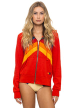 Classic MOUNTAIN STITCH CHEVRON 4 ZIP HOODIE - RED