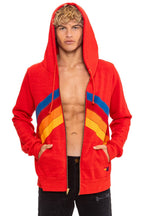 Classic MOUNTAIN STITCH CHEVRON 4 ZIP HOODIE - RED