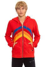 Classic MOUNTAIN STITCH CHEVRON 4 ZIP HOODIE - RED