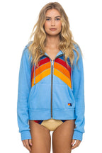 Classic MOUNTAIN STITCH CHEVRON 4 ZIP HOODIE - SKY