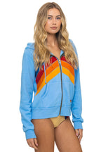 Classic MOUNTAIN STITCH CHEVRON 4 ZIP HOODIE - SKY