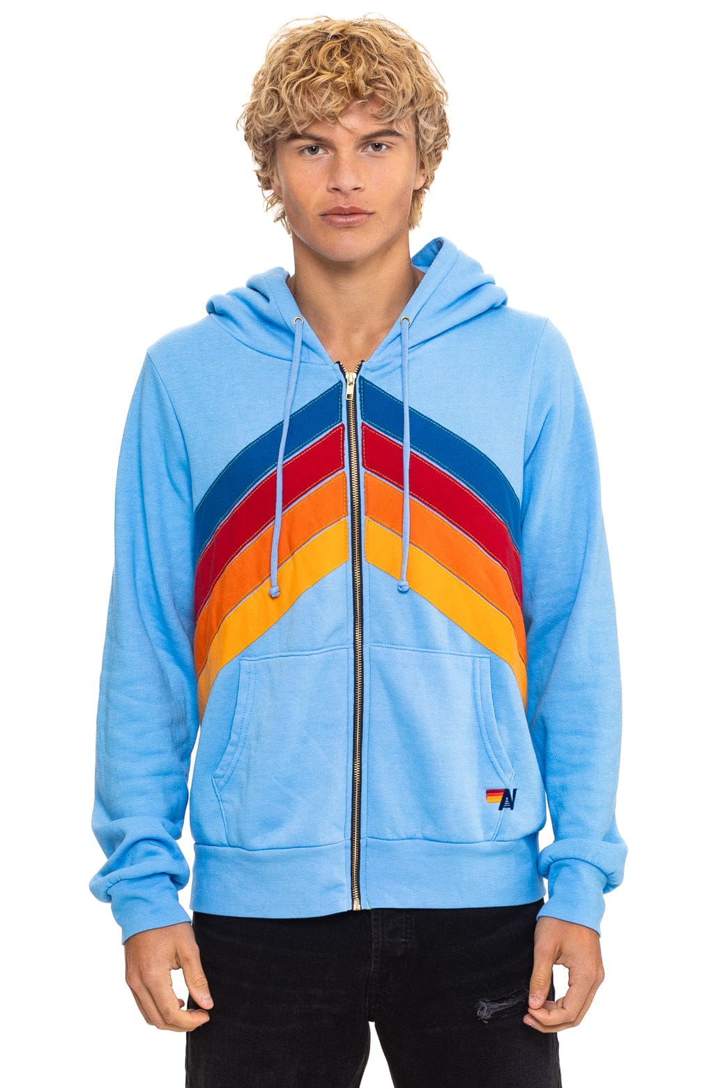 Classic MOUNTAIN STITCH CHEVRON 4 ZIP HOODIE - SKY
