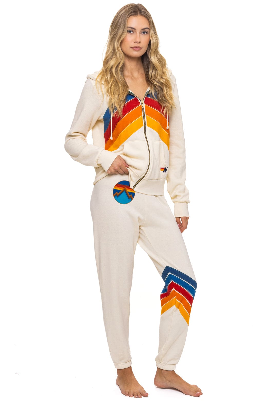 Classic MOUNTAIN STITCH CHEVRON 4 ZIP HOODIE - VINTAGE WHITE