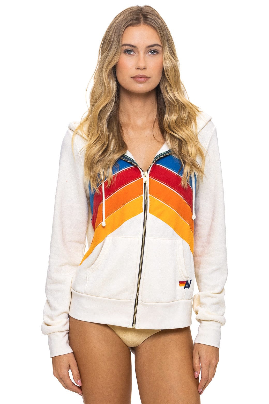 Classic MOUNTAIN STITCH CHEVRON 4 ZIP HOODIE - VINTAGE WHITE