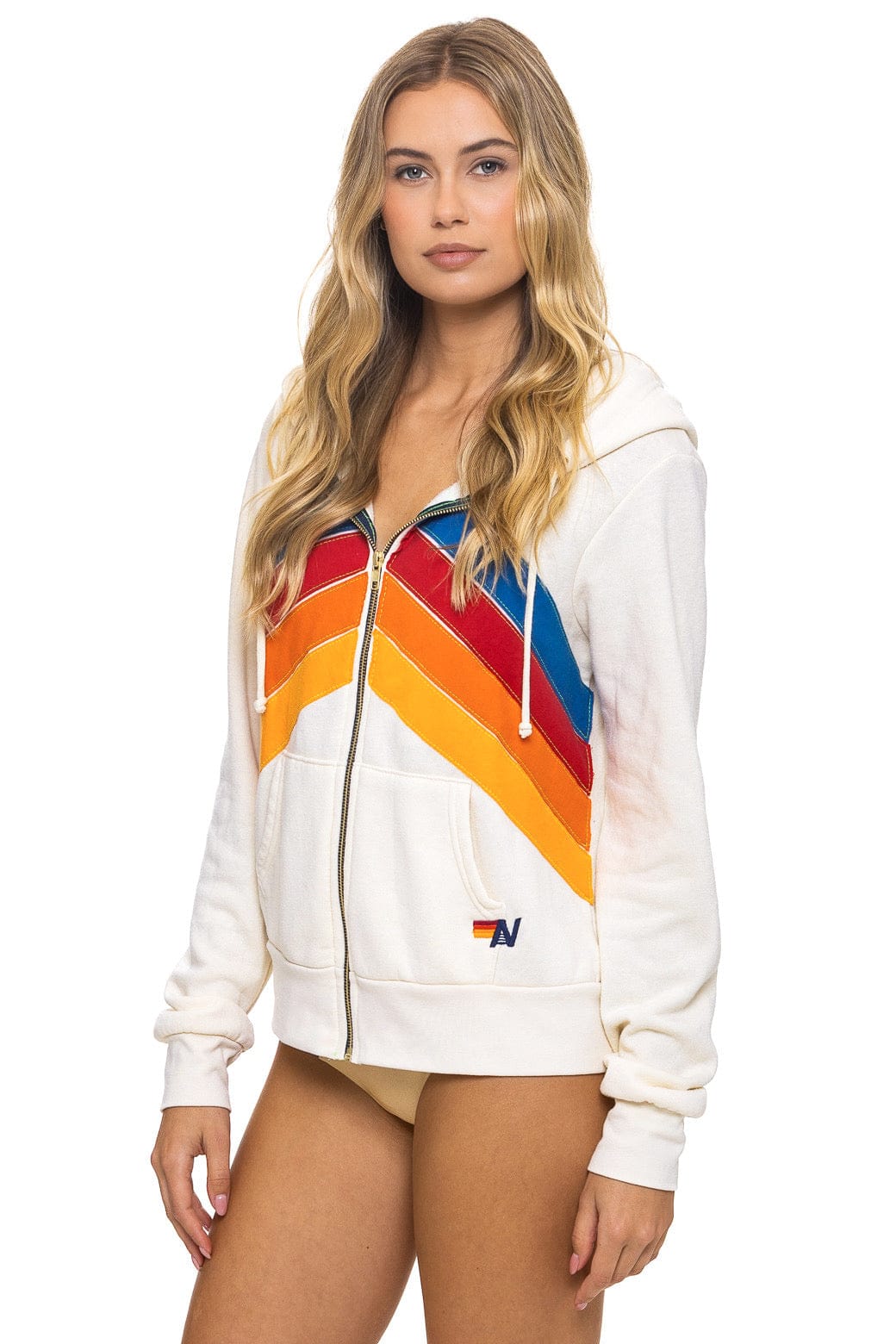 Classic MOUNTAIN STITCH CHEVRON 4 ZIP HOODIE - VINTAGE WHITE