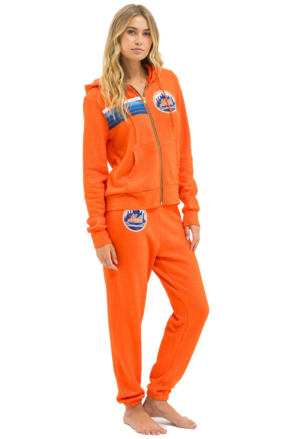 Classic NY METS 5 STRIPE UNISEX SWEATPANTS - ORANGE BLUE