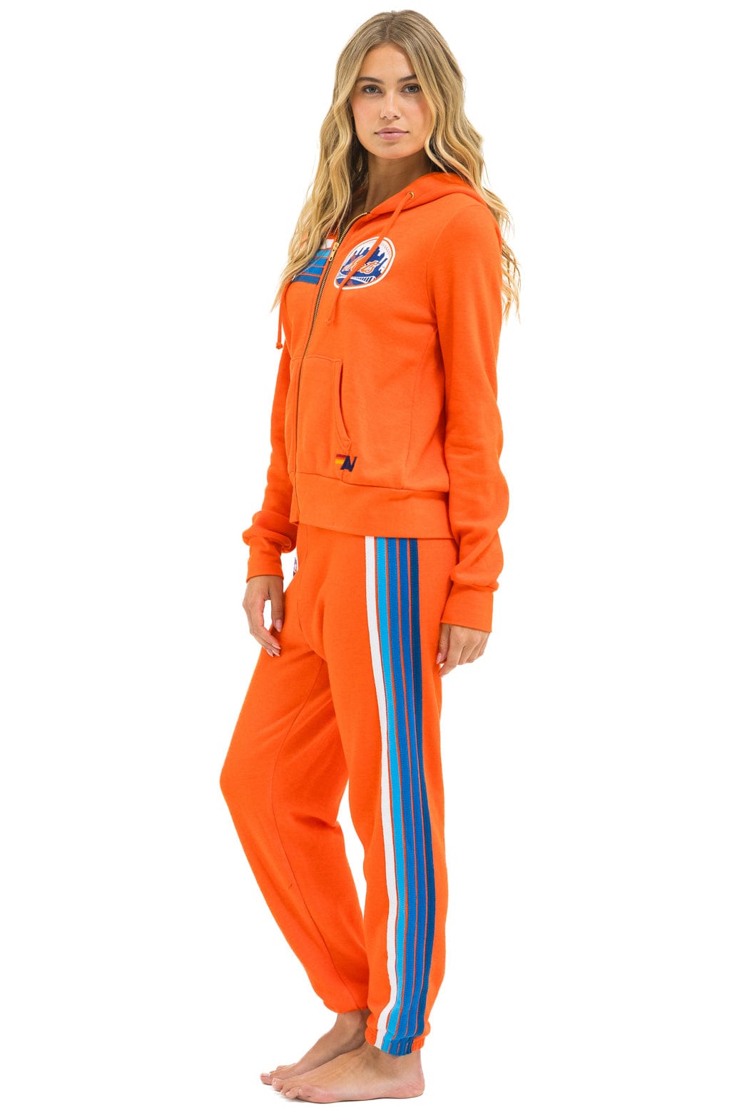 Classic NY METS 5 STRIPE UNISEX SWEATPANTS - ORANGE BLUE