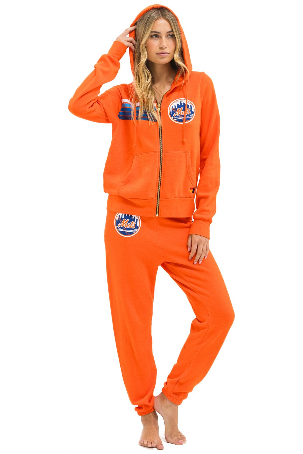 Classic NY METS 5 STRIPE UNISEX SWEATPANTS - ORANGE BLUE
