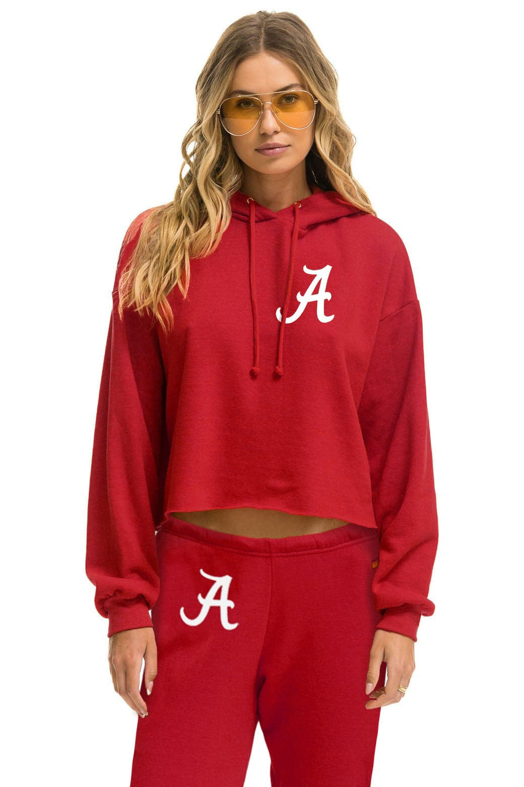 Classic UNIVERSITY OF ALABAMA CROPPED PULLOVER HOODIE - CRIMSON