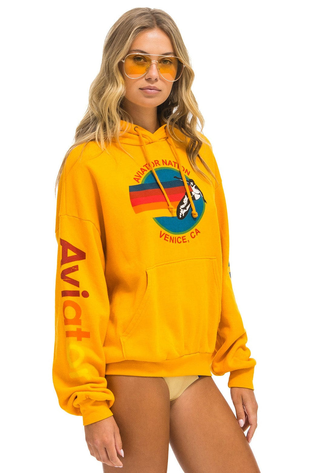 Classic AVIATOR NATION RELAXED VENICE PULLOVER HOODIE - GOLD