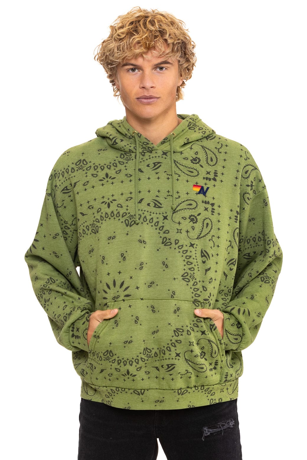 Classic BANDANA RELAXED PULLOVER HOODIE - JUNGLE GREEN