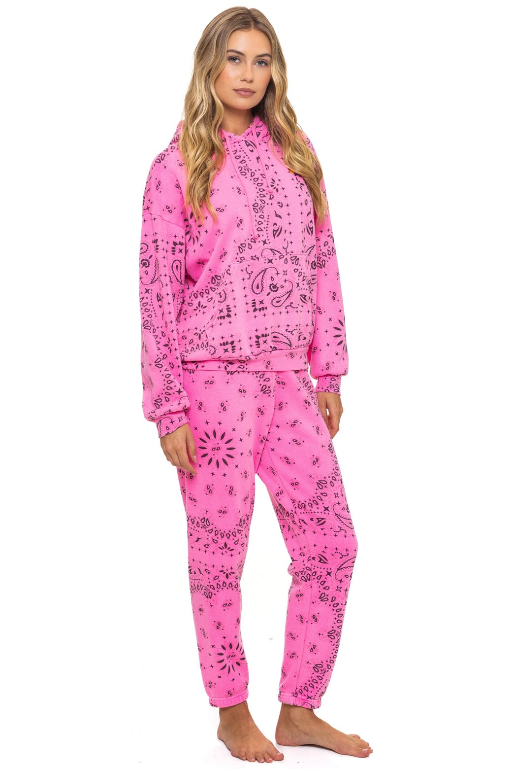 Classic BANDANA RELAXED PULLOVER HOODIE - NEON PINK