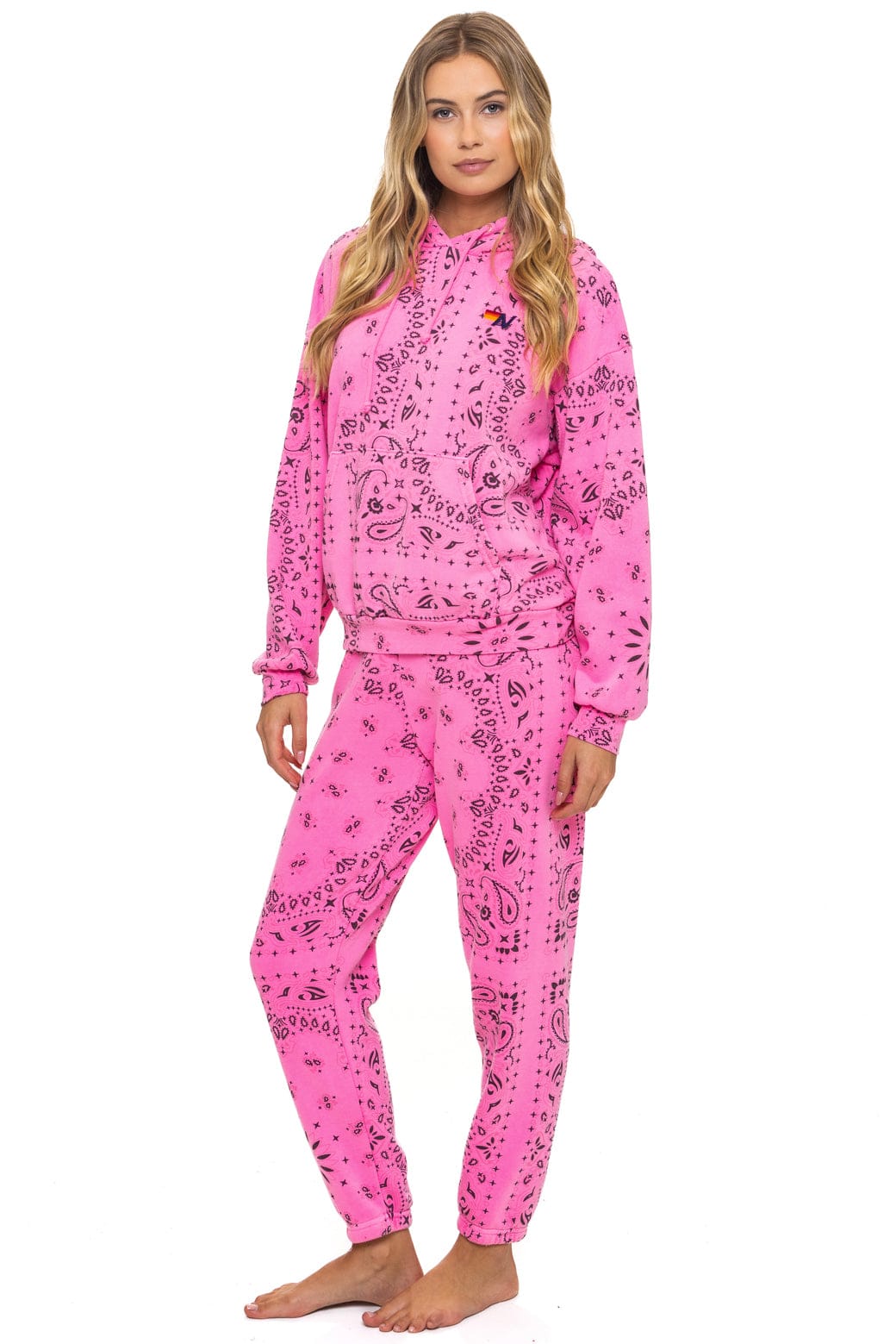 Classic BANDANA RELAXED PULLOVER HOODIE - NEON PINK