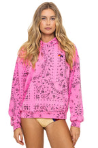 Classic BANDANA RELAXED PULLOVER HOODIE - NEON PINK